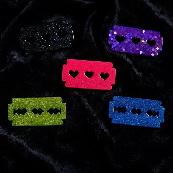 Choose Your Color — Glitter Resin Heart Cutout Rectangle Pendant | Handmade - Picture 1 of 8